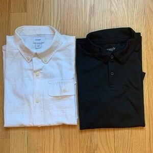 Bundle of 2 boy’s shirts: black polo AND white button down. short sleeve